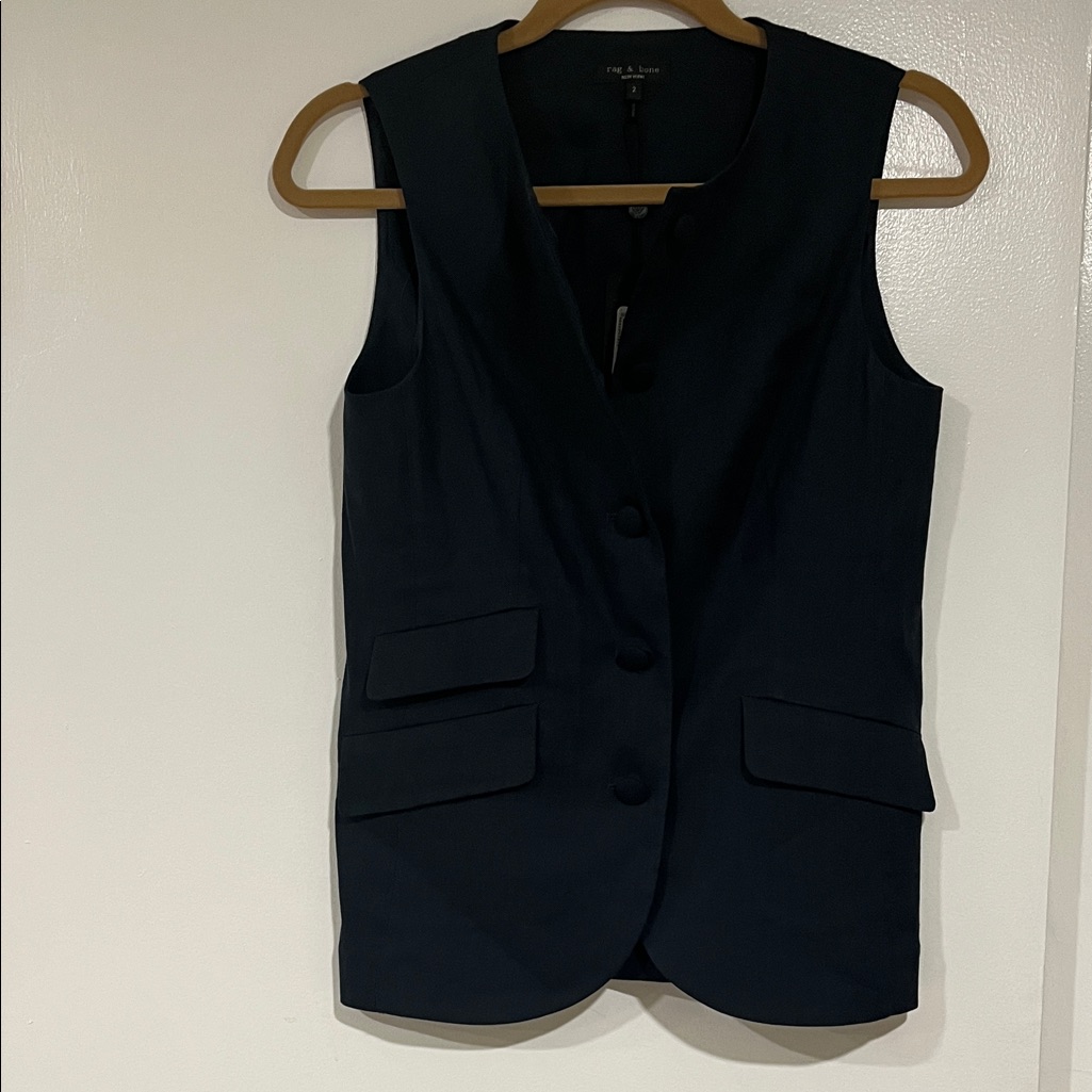Rag And Bone Navy Sleeveless Vest